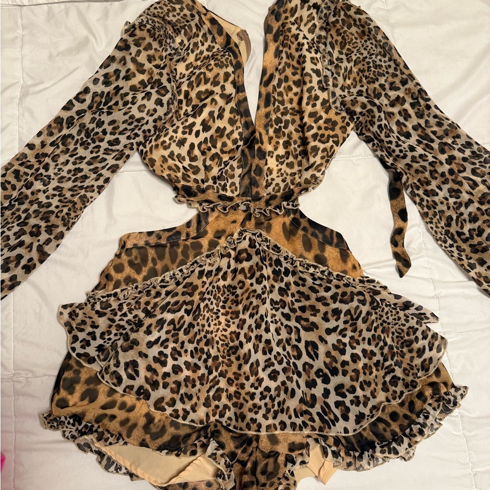 Cheetah print cut out romper size S